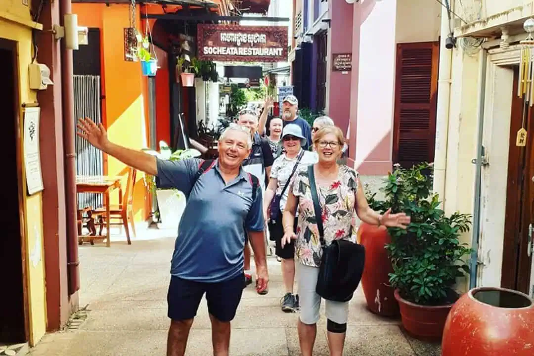 Guest Walking Siem Reap Alley